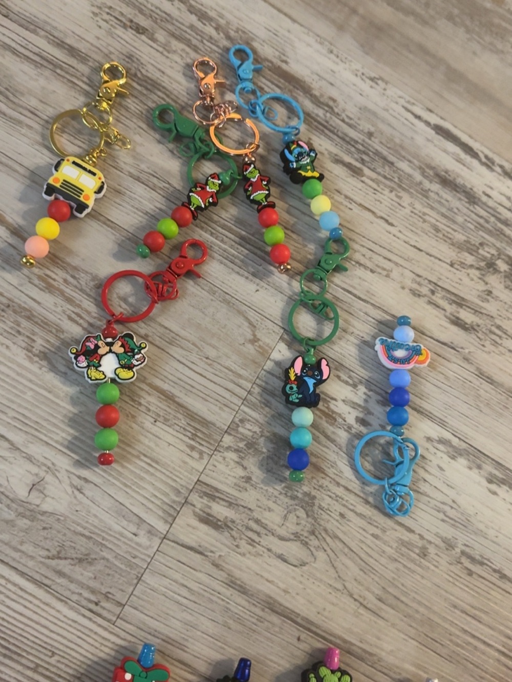 Kids Multicolor Beaded Character Keychain - Blue, Red, Green keychains and reels